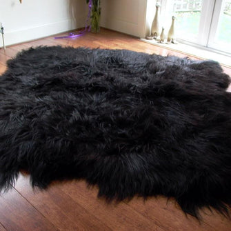 Icelandic Sheepskin Rug Black (Sexto) XL