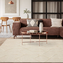 Ivory 'Dina' Textured Over Tufted Wool Modern Rug