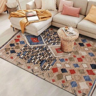Multi-coloured 'Nowgam' Patterned Cotton Woven Rug